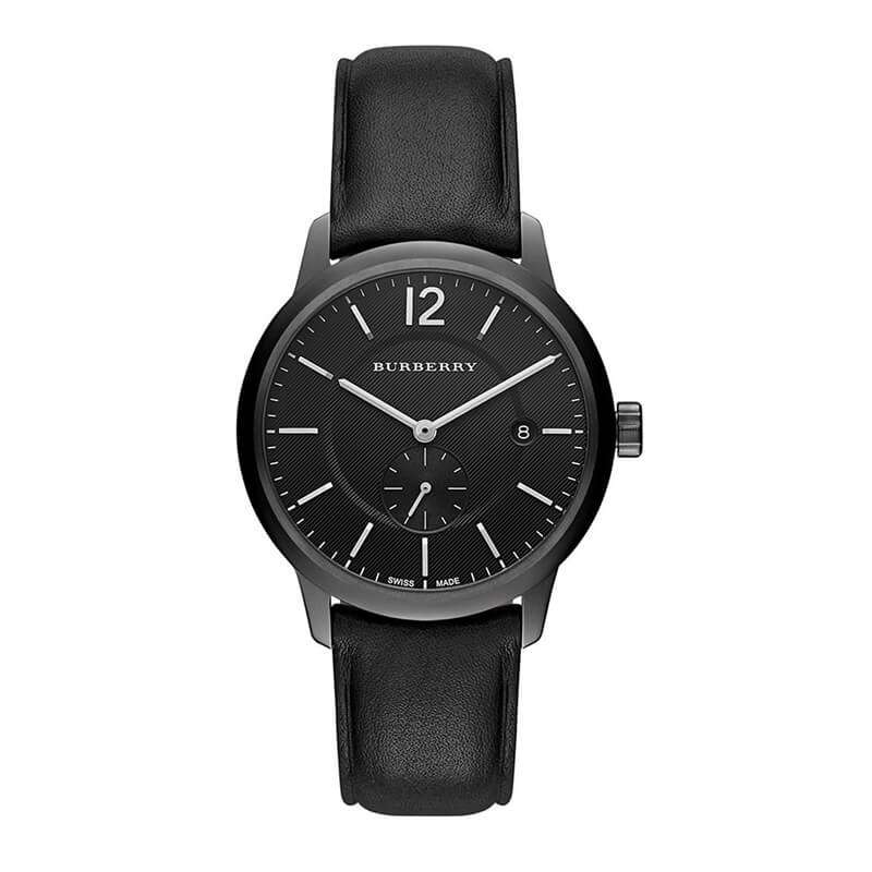 Lijm vezel Plakken Burberry Men's Swiss Made Leather Strap Black Dial 40mm Watch BU10003 -  Watches For Less