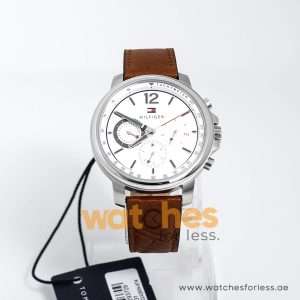 Tommy Hilfiger Men’s Quartz Leather Strap White Dial 44mm Watch 1791531 UAE DUBAI AJMAN SHARJAH ABU DHABI RAS AL KHAIMA UMM UL QUWAIN ALAIN FUJAIRAH