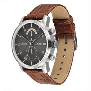 Tommy Hilfiger Men’s Quartz Leather Strap Grey Dial 44mm Watch 1710398 UAE DUBAI AJMAN SHARJAH ABU DHABI RAS AL KHAIMA UMM UL QUWAIN ALAIN FUJAIRAH