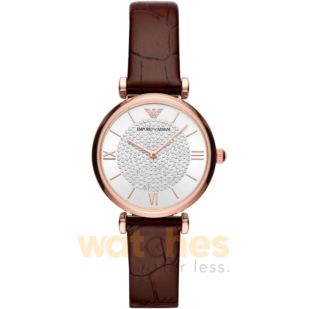 Emporio Armani Women’s Quartz Leather Strap Silver (Crystal Pave Center) Dial 32mm Watch AR11269 UAE DUBAI AJMAN SHARJAH ABU DHABI RAS AL KHAIMA UMM UL QUWAIN ALAIN FUJAIRAH