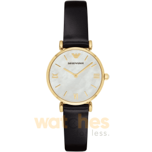 Emporio Armani Women’s Quartz Black Leather Strap Mother of Pearl Dial 32mm Watch AR1910 UAE DUBAI AJMAN SHARJAH ABU DHABI RAS AL KHAIMA UMM UL QUWAIN ALAIN FUJAIRAH