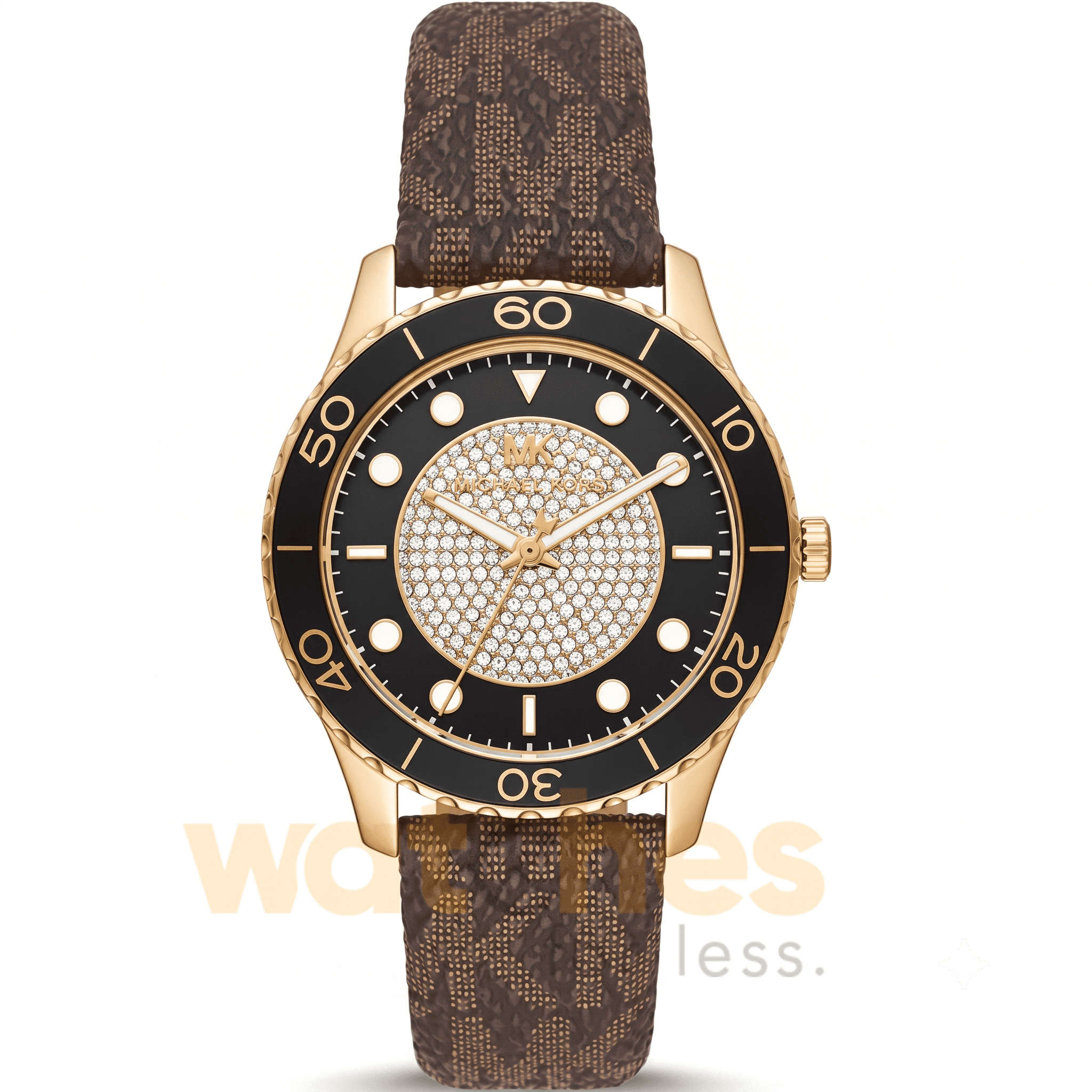 Michael Kors Women’s Quartz Brown Leather Strap Black Dial 40mm Watch MK6979