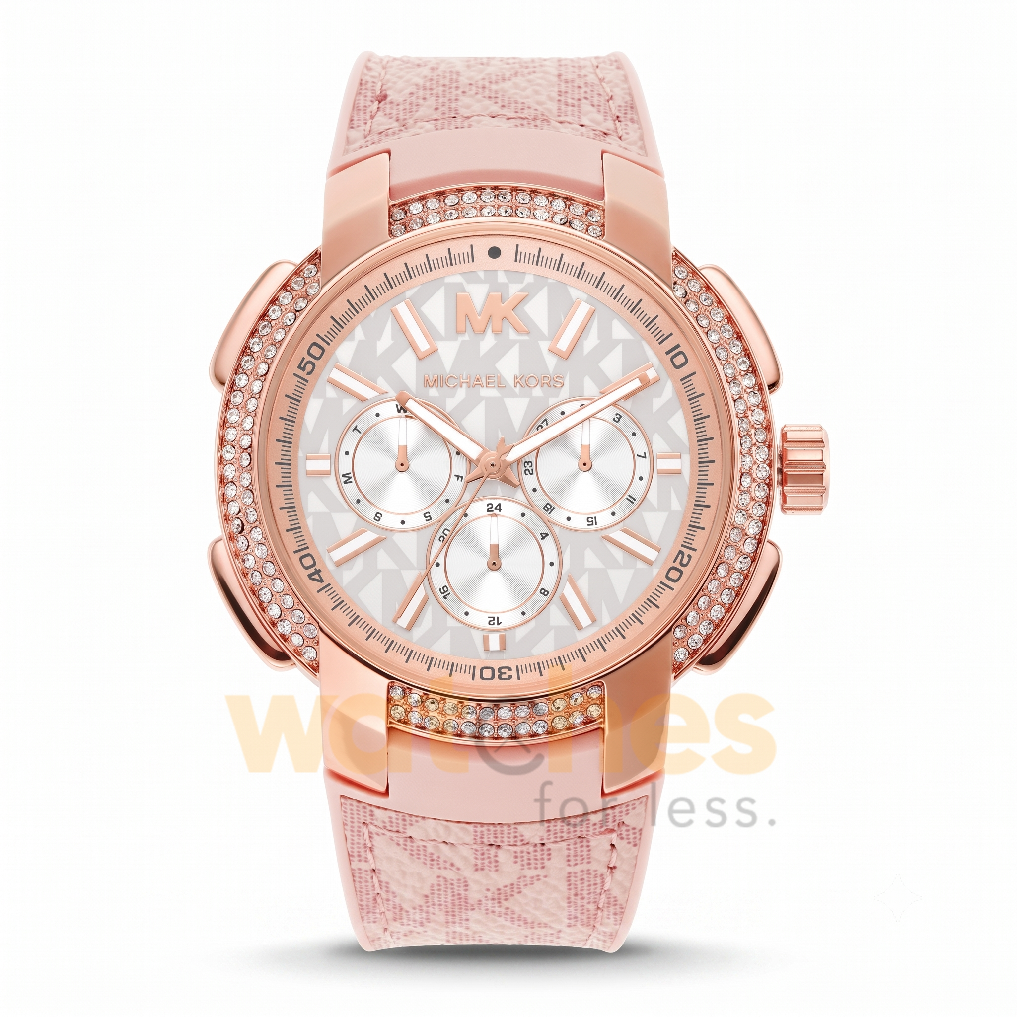 Michael Kors Women’s Quartz Pink Silicone Strap White Dial 42mm Watch MK7222