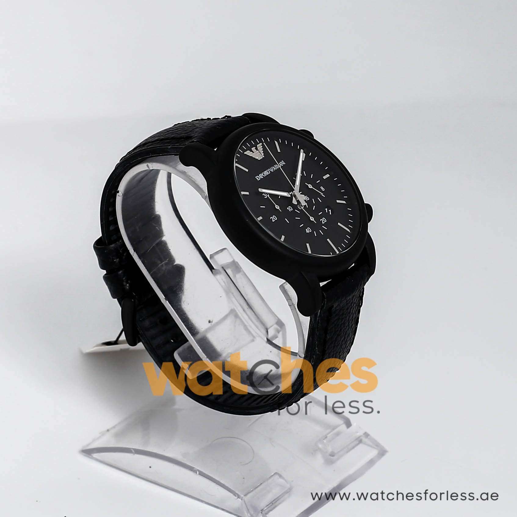 Emporio Armani Men's Quartz Leather Strap Black Dial 46mm Watch AR1970 –  Watches For Less