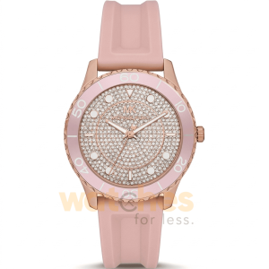 Michael Kors Women’s Quartz Pink Silicone Strap Rose Crystal Pave Dial 40mm Watch MK6854
