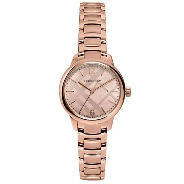 Burberry Women’s Swiss Made Quartz Stainless Steel Rose Gold Dial 32mm Watch BU10116