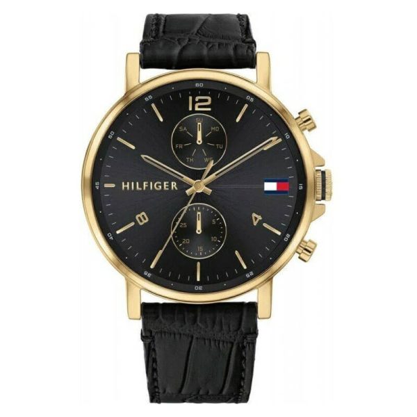 Tommy Hilfiger Men’s Quartz Leather Strap Black Dial 44mm Watch 1710417 UAE DUBAI AJMAN SHARJAH ABU DHABI RAS AL KHAIMA UMM UL QUWAIN ALAIN FUJAIRAH