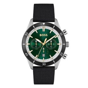 Hugo Boss Men’s Quartz Black Leather Strap Green Dial 44mm Watch 1513936 UAE DUBAI AJMAN SHARJAH ABU DHABI RAS AL KHAIMA UMM UL QUWAIN ALAIN FUJAIRAH