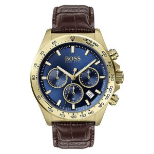 Hugo Boss Men’s Brown Leather Strap Blue Dial 44mm Watch 1513756 UAE DUBAI AJMAN SHARJAH ABU DHABI RAS AL KHAIMA UMM UL QUWAIN ALAIN FUJAIRAH