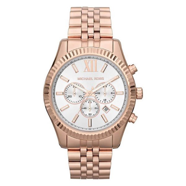 Michael Kors Women’s Quartz Rose Gold Stainless Steel Silver Dial 45mm Watch MK8313 UAE DUBAI AJMAN SHARJAH ABU DHABI RAS AL KHAIMA UMM UL QUWAIN ALAIN FUJAIRAH