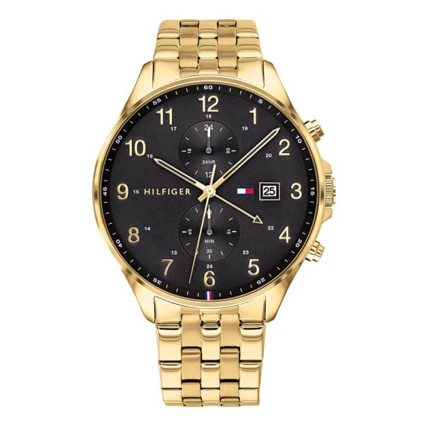 Tommy Hilfiger Men’s Quartz Gold Stainless Steel Black Dial 44mm Watch 1791708 UAE DUBAI AJMAN SHARJAH ABU DHABI RAS AL KHAIMA UMM UL QUWAIN ALAIN FUJAIRAH