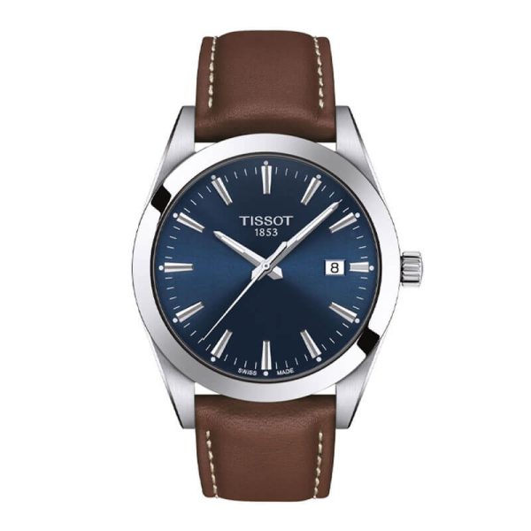 TISSOT Men’s Quartz Swiss Made Brown Leather Strap Blue Dial 40mm Watch T127.410.16.041.00 UAE DUBAI AJMAN SHARJAH ABU DHABI RAS AL KHAIMA UMM UL QUWAIN ALAIN FUJAIRAH