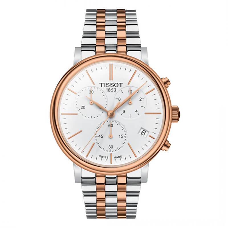 TISSOT Men s Quartz Swiss Made Two tone Stainless Steel White Dial