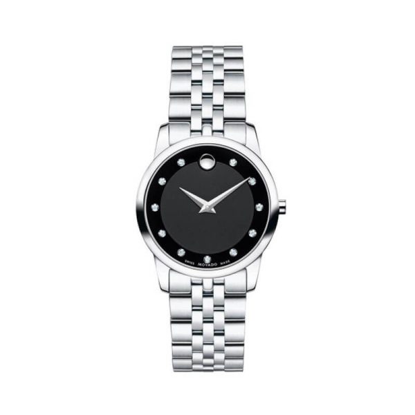 Movado Women’s Quartz Swiss Made Stainless Steel Black Dial 28mm Watch 0606858 UAE DUBAI AJMAN SHARJAH ABU DHABI RAS AL KHAIMA UMM UL QUWAIN ALAIN FUJAIRAH