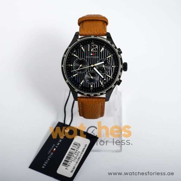 Tommy Hilfiger Men’s Quartz Brown Leather Strap Black Dial 44mm Watch 1791470 UAE DUBAI AJMAN SHARJAH ABU DHABI RAS AL KHAIMA UMM UL QUWAIN ALAIN FUJAIRAH