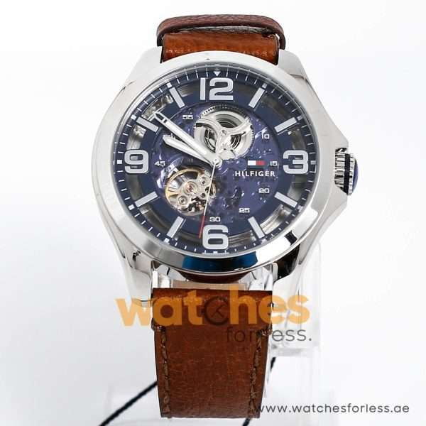 Tommy Hilfiger Men’s Automatic Brown Leather Strap Blue Dial 46mm Watch 1791278 UAE DUBAI AJMAN SHARJAH ABU DHABI RAS AL KHAIMA UMM UL QUWAIN ALAIN FUJAIRAH
