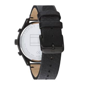 Tommy Hilfiger Men’s Quartz Black Leather Strap Black Dial 44mm Watch 1791731