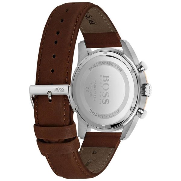 Hugo Boss Men’s Quartz Brown Leather Strap Silver Dial 44mm Watch 1513786 UAE DUBAI AJMAN SHARJAH ABU DHABI RAS AL KHAIMA UMM UL QUWAIN ALAIN FUJAIRAH