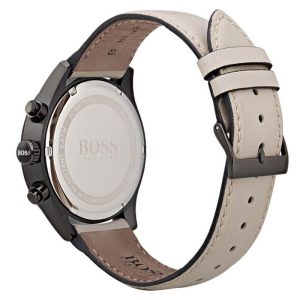 Hugo Boss Men’s Quartz Beige Leather Strap Black Dial 44mm Watch 1513562 UAE DUBAI AJMAN SHARJAH ABU DHABI RAS AL KHAIMA UMM UL QUWAIN ALAIN FUJAIRAH