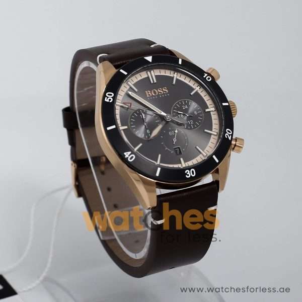 Hugo Boss Men’s Quartz Brown Leather Strap Grey Dial 44mm Watch 1513861 UAE DUBAI AJMAN SHARJAH ABU DHABI RAS AL KHAIMA UMM UL QUWAIN ALAIN FUJAIRAH
