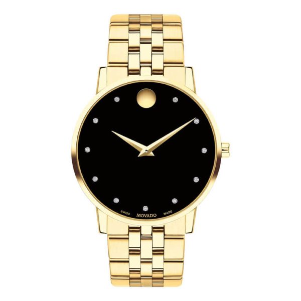 Movado Men’s Quartz Swiss Made Gold Stainless Steel Black Dial 40mm Watch 0607625 UAE DUBAI AJMAN SHARJAH ABU DHABI RAS AL KHAIMA UMM UL QUWAIN ALAIN FUJAIRAH