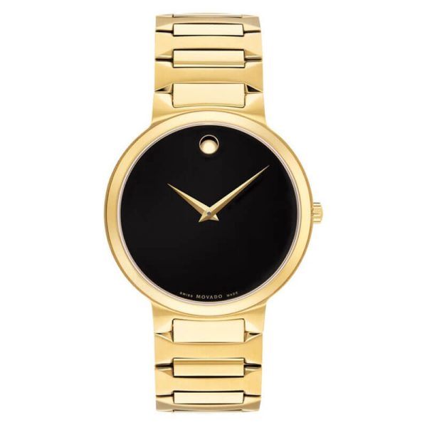 Movado Men’s Swiss Made Quartz Gold Stainless Steel Black Dial 38mm Watch 0607294 UAE DUBAI AJMAN SHARJAH ABU DHABI RAS AL KHAIMA UMM UL QUWAIN ALAIN FUJAIRAH