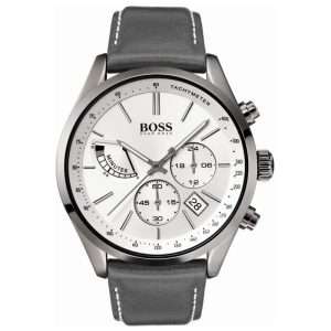 Hugo Boss Men’s Quartz Grey Leather Strap Off-White Dial 44mm Watch 1513633 UAE DUBAI AJMAN SHARJAH ABU DHABI RAS AL KHAIMA UMM UL QUWAIN ALAIN FUJAIRAH