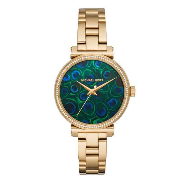 Michael Kors Women’s Quartz Gold Stainless Steel Blue Peacock Motif Dial 36mm Watch MK3946 UAE DUBAI AJMAN SHARJAH ABU DHABI RAS AL KHAIMA UMM UL QUWAIN ALAIN FUJAIRAH