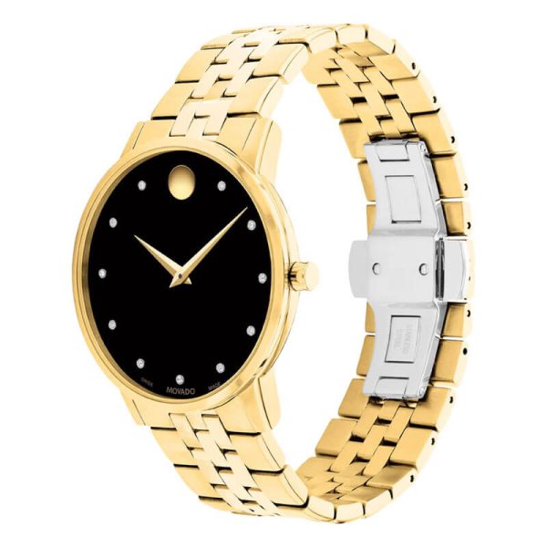 Movado Men’s Quartz Swiss Made Gold Stainless Steel Black Dial 40mm Watch 0607625 UAE DUBAI AJMAN SHARJAH ABU DHABI RAS AL KHAIMA UMM UL QUWAIN ALAIN FUJAIRAH