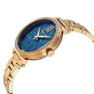 Michael Kors Women’s Quartz Gold Stainless Steel Blue Peacock Motif Dial 36mm Watch MK3946 UAE DUBAI AJMAN SHARJAH ABU DHABI RAS AL KHAIMA UMM UL QUWAIN ALAIN FUJAIRAH