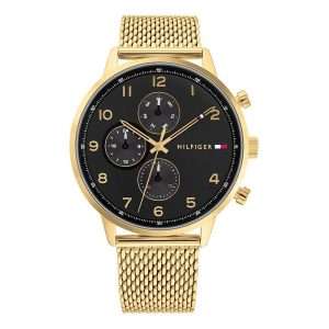 Tommy Hilfiger Men’s Quartz Gold Stainless Steel Black Dial 44mm Watch 1791989