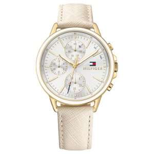Tommy Hilfiger Women’s Quartz Cream Leather Strap Silver Dial 41mm Watch 1781790