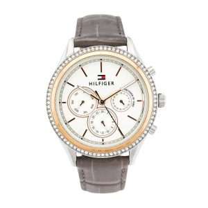 Tommy Hilfiger Women’s Quartz Grey Leather Strap Silver Dial 39mm Watch 1781980