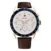 Tommy Hilfiger Men’s Quartz Brown Leather Strap White Dial 46mm Watch 1791966