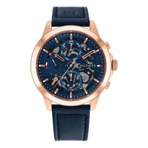 Tommy Hilfiger Men’s Quartz Blue Leather Strap Blue Dial 44mm Watch 1710475