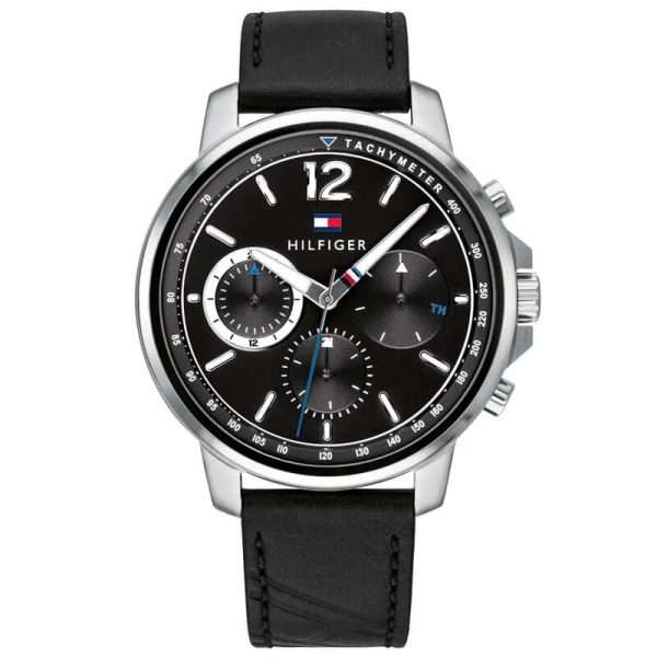 Tommy Hilfiger Men’s Quartz Black Leather Strap Black Dial 44mm Watch 1791544 UAE DUBAI AJMAN SHARJAH ABU DHABI RAS AL KHAIMA UMM UL QUWAIN ALAIN FUJAIRAH