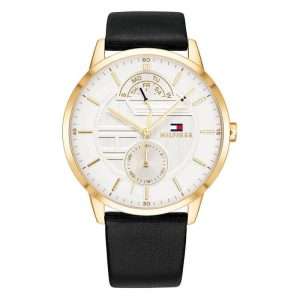 Tommy Hilfiger Men’s Quartz Leather Strap White Dial 44mm Watch 1791606