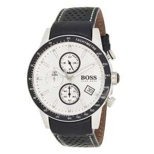 Hugo Boss Men’s Quartz Leather Strap Silver Dial 44mm Watch 1513403