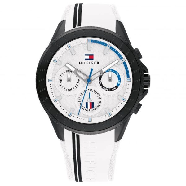 Tommy Hilfiger Men’s Quartz White Silicone Strap White Dial 45mm Watch 1791862