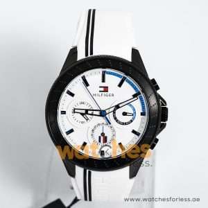 Tommy Hilfiger Men’s Quartz White Silicone Strap White Dial 45mm Watch 1791862 UAE DUBAI AJMAN SHARJAH ABU DHABI RAS AL KHAIMA UMM UL QUWAIN ALAIN FUJAIRAH