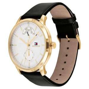 Tommy Hilfiger Men’s Quartz Leather Strap White Dial 44mm Watch 1791606