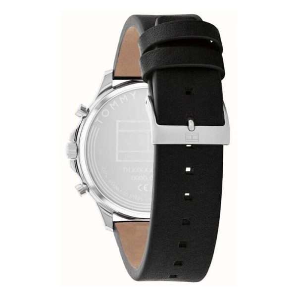 Tommy Hilfiger Men’s Quartz Black Leather Strap Grey Dial 44mm Watch 1710495