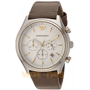 Emporio Armani Men’s Quartz Leather Strap White Dial 44mm Watch AR11033
