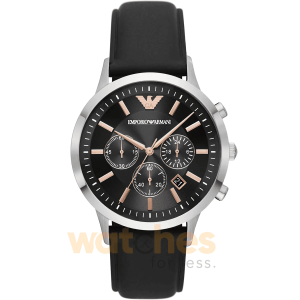 Emporio Armani Men’s Quartz Black Leather Strap Black Dial 43mm Watch AR11431