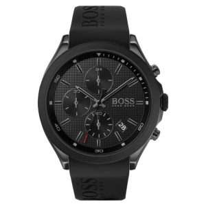Hugo Boss Men’s Quartz Silicone Strap Black Dial 44mm Watch 1513720