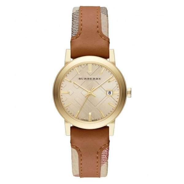 Burberry Women’s Swiss Made Leather Strap Gold Dial 34mm Watch BU9133 UAE DUBAI AJMAN SHARJAH ABU DHABI RAS AL KHAIMA UMM UL QUWAIN ALAIN FUJAIRAH