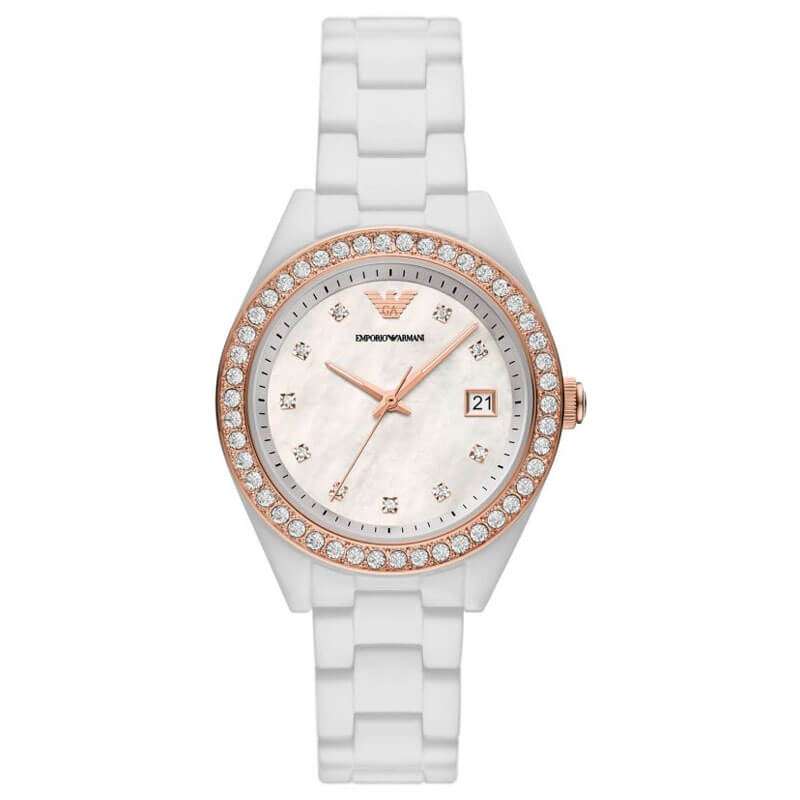 Emporio Armani Women s Quartz White Ceramic Chain White Dial 36mm