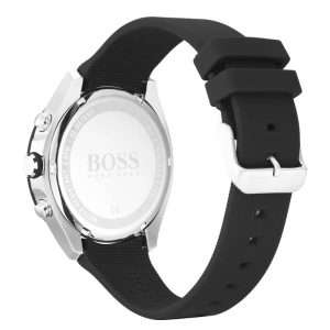 Hugo Boss Men’s Quartz Black Silicone Strap Black Dial 44mm Watch 1513716