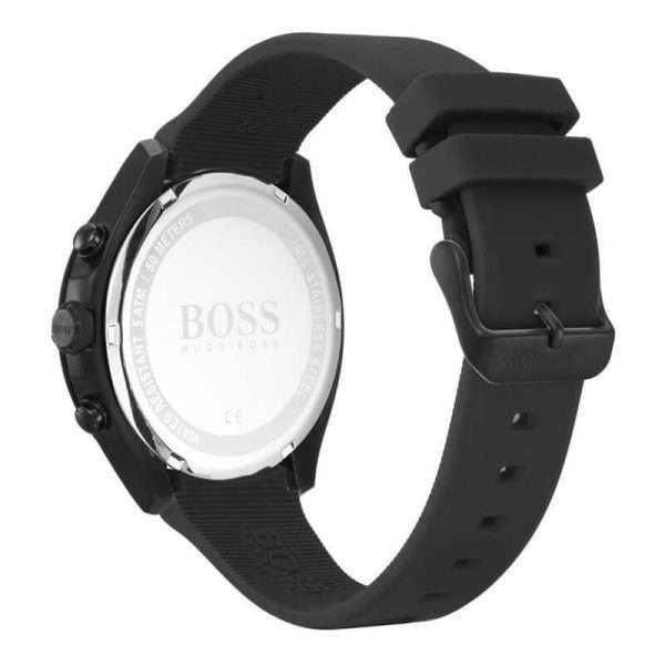 Hugo Boss Men’s Quartz Silicone Strap Black Dial 44mm Watch 1513720