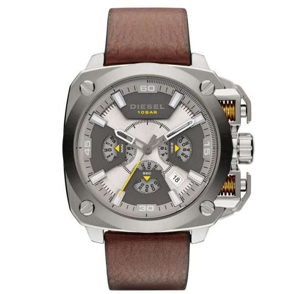 Diesel Men’s Quartz Brown Leather Strap Beige & Grey Dial 57mm Watch DZ7343 UAE DUBAI AJMAN SHARJAH ABU DHABI RAS AL KHAIMA UMM UL QUWAIN ALAIN FUJAIRAH